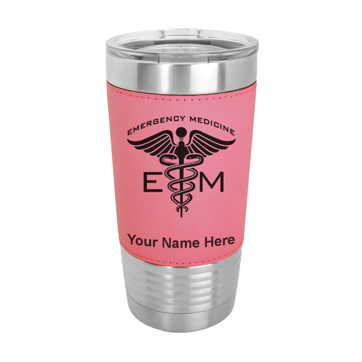 20oz Faux Leather Tumbler Mug, Emergency Medicine, Personalized Engraving Included - LaserGram Custom Engraved Gifts