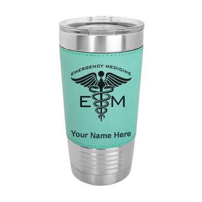 20oz Faux Leather Tumbler Mug, Emergency Medicine, Personalized Engraving Included - LaserGram Custom Engraved Gifts
