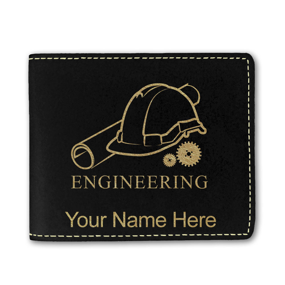 Faux Leather Bi-Fold Wallet, Engineering, Personalized Engraving Included