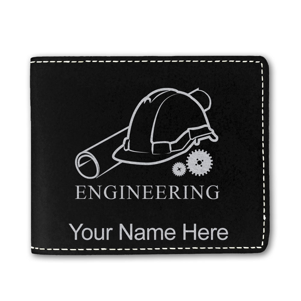 Faux Leather Bi-Fold Wallet, Engineering, Personalized Engraving Included