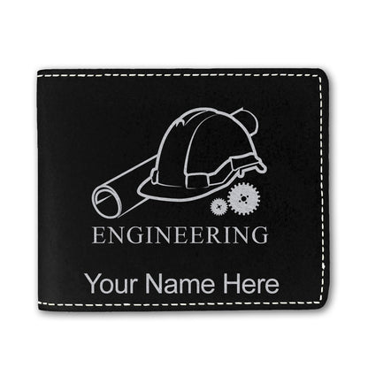 Faux Leather Bi-Fold Wallet, Engineering, Personalized Engraving Included