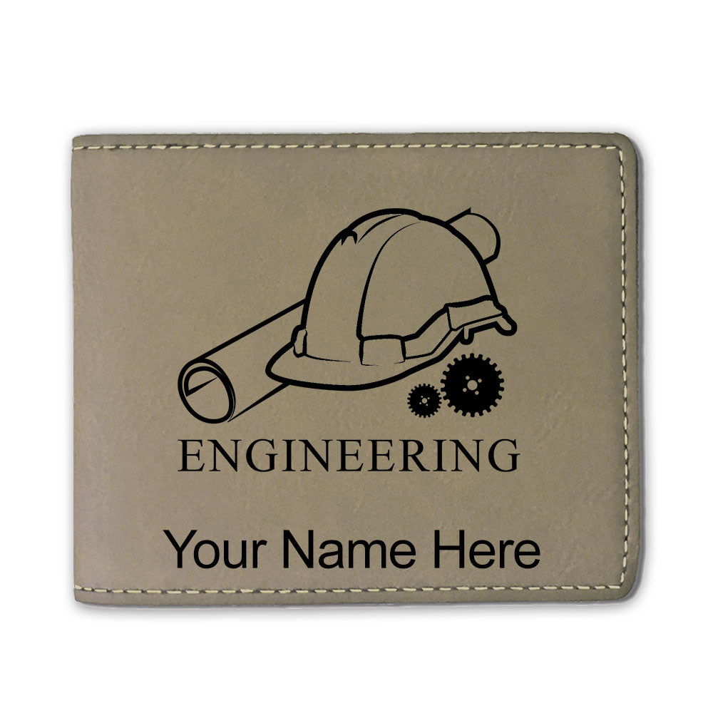 Faux Leather Bi-Fold Wallet, Engineering, Personalized Engraving Included