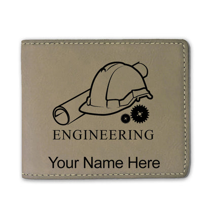 Faux Leather Bi-Fold Wallet, Engineering, Personalized Engraving Included