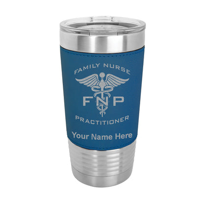 20oz Faux Leather Tumbler Mug, FNP Family Nurse Practitioner, Personalized Engraving Included - LaserGram Custom Engraved Gifts