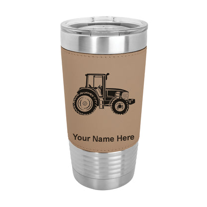 20oz Faux Leather Tumbler Mug, Farm Tractor, Personalized Engraving Included - LaserGram Custom Engraved Gifts