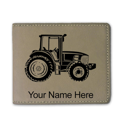 Faux Leather Bi-Fold Wallet, Farm Tractor, Personalized Engraving Included