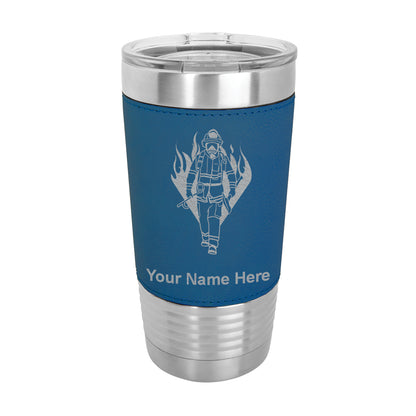 20oz Faux Leather Tumbler Mug, Fireman, Personalized Engraving Included - LaserGram Custom Engraved Gifts