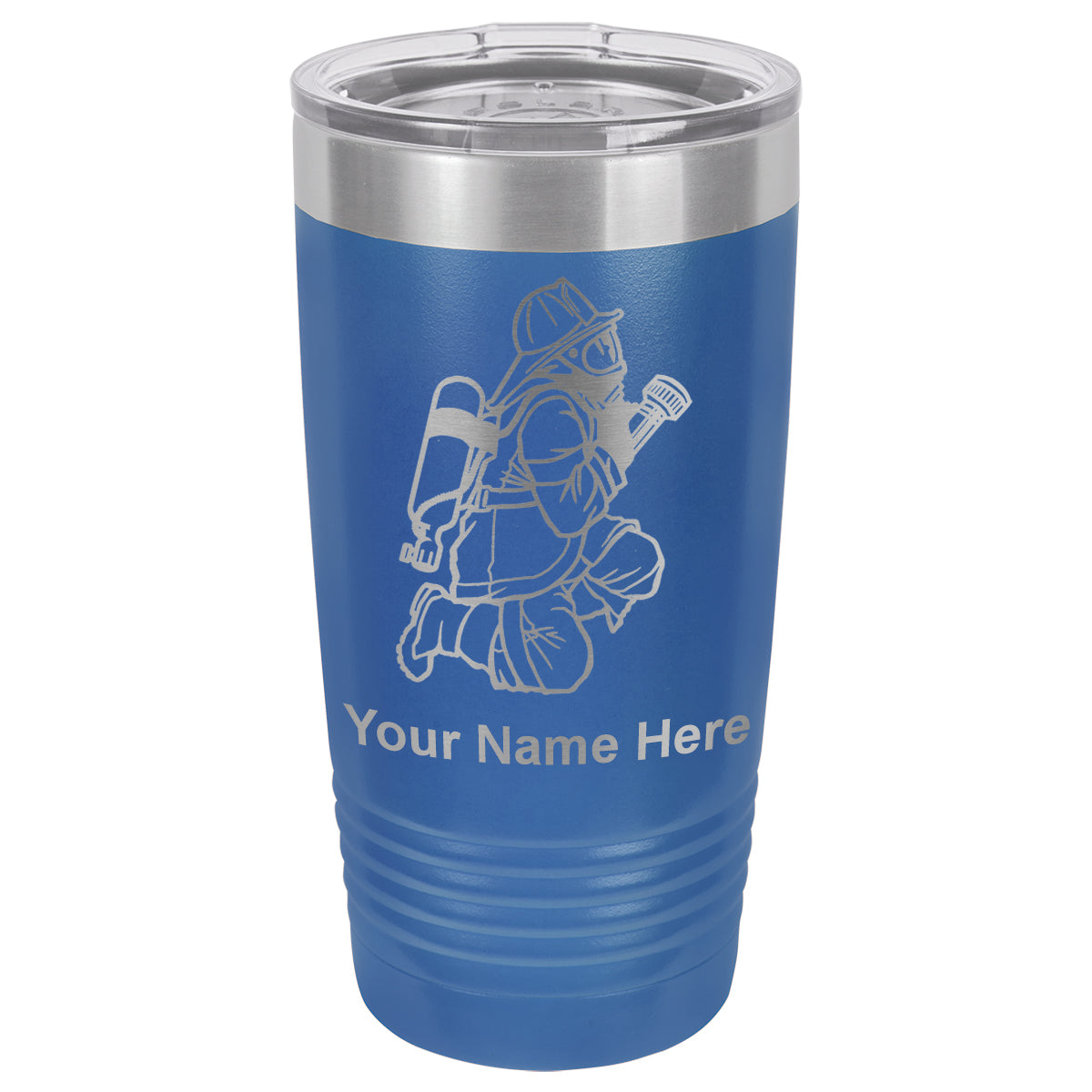 20oz Vacuum Insulated Tumbler Mug, Fireman with Hose, Personalized Engraving Included
