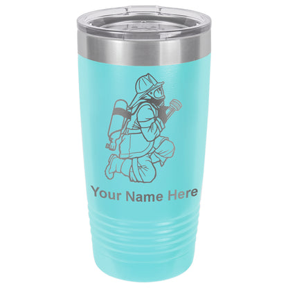 20oz Vacuum Insulated Tumbler Mug, Fireman with Hose, Personalized Engraving Included