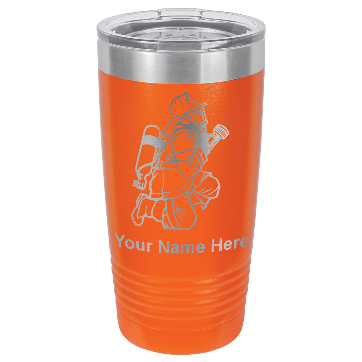 20oz Vacuum Insulated Tumbler Mug, Fireman with Hose, Personalized Engraving Included