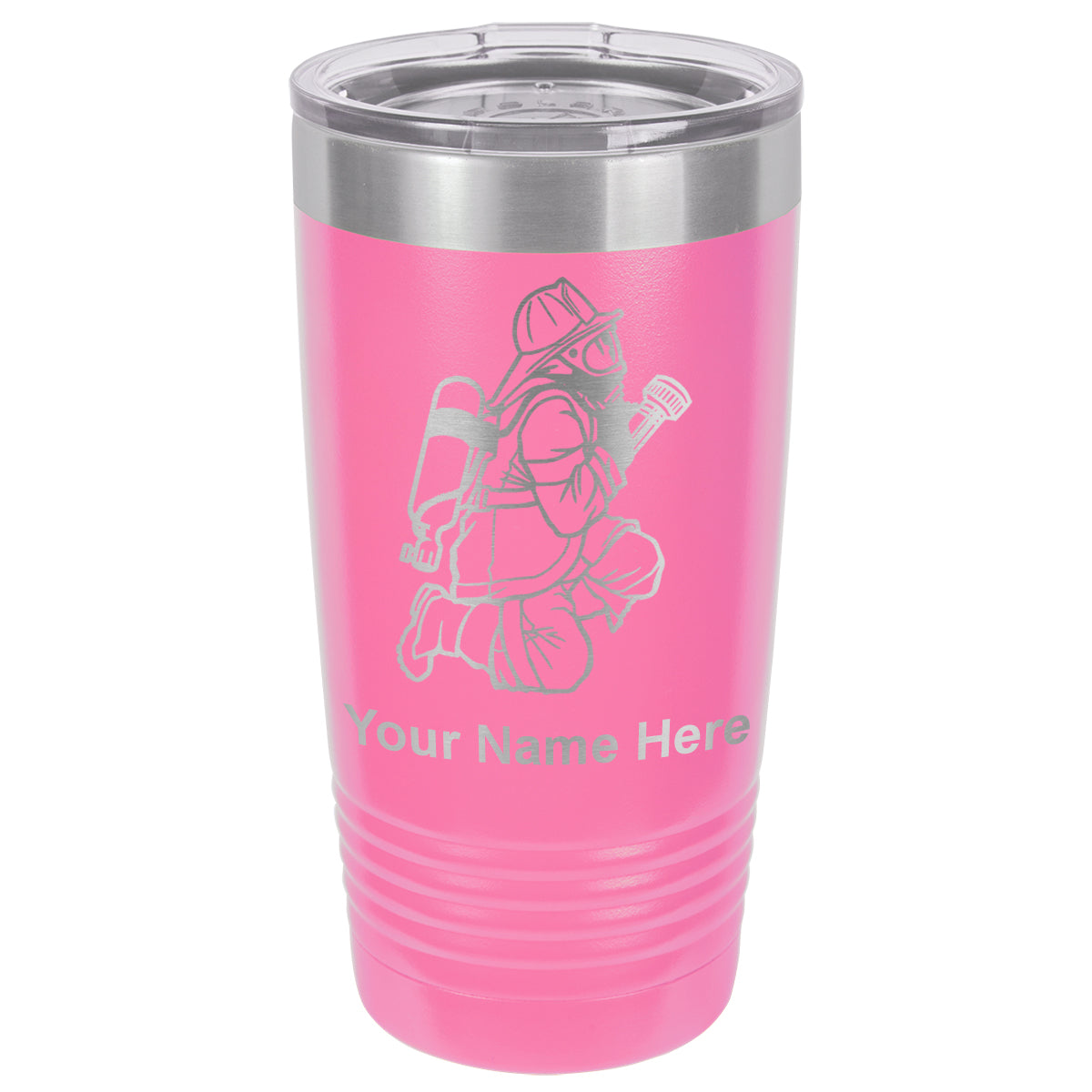 20oz Vacuum Insulated Tumbler Mug, Fireman with Hose, Personalized Engraving Included