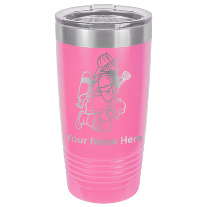20oz Vacuum Insulated Tumbler Mug, Fireman with Hose, Personalized Engraving Included