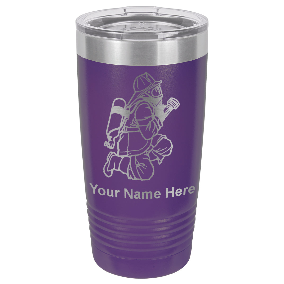20oz Vacuum Insulated Tumbler Mug, Fireman with Hose, Personalized Engraving Included