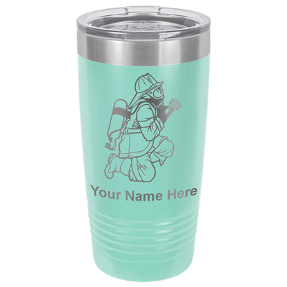 20oz Vacuum Insulated Tumbler Mug, Fireman with Hose, Personalized Engraving Included