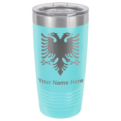 20oz Vacuum Insulated Tumbler Mug, Flag of Albania, Personalized Engraving Included