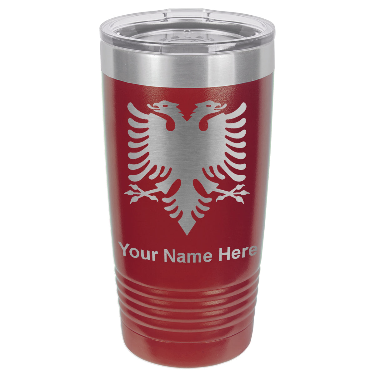 20oz Vacuum Insulated Tumbler Mug, Flag of Albania, Personalized Engraving Included