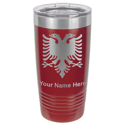 20oz Vacuum Insulated Tumbler Mug, Flag of Albania, Personalized Engraving Included