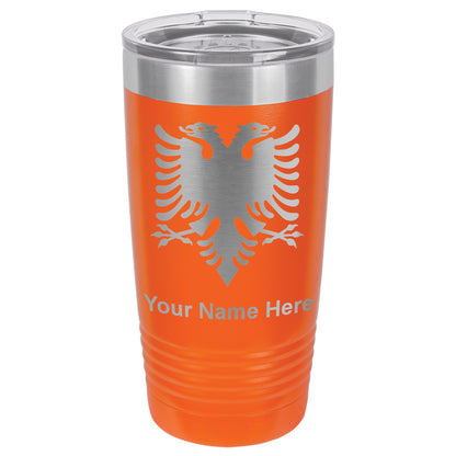 20oz Vacuum Insulated Tumbler Mug, Flag of Albania, Personalized Engraving Included