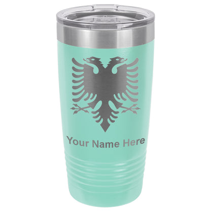 20oz Vacuum Insulated Tumbler Mug, Flag of Albania, Personalized Engraving Included