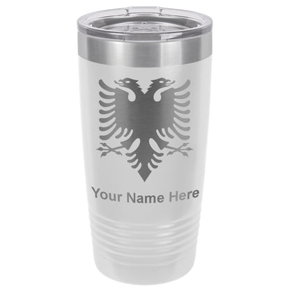 20oz Vacuum Insulated Tumbler Mug, Flag of Albania, Personalized Engraving Included