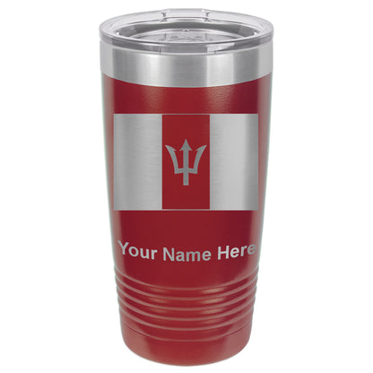 20oz Vacuum Insulated Tumbler Mug, Flag of Barbados, Personalized Engraving Included