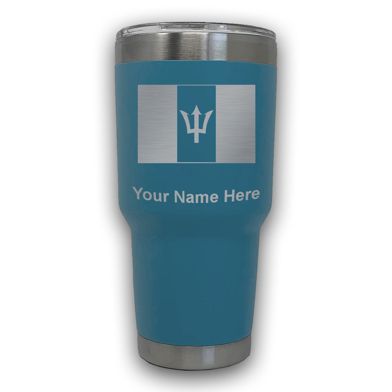 LaserGram 30oz Tumbler Mug, Flag of Barbados, Personalized Engraving Included