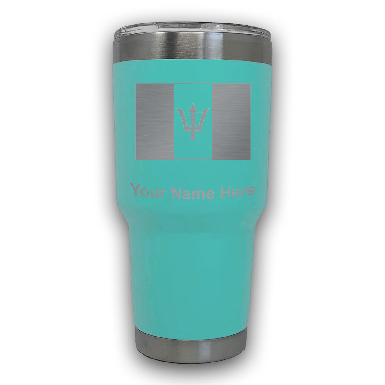 LaserGram 30oz Tumbler Mug, Flag of Barbados, Personalized Engraving Included