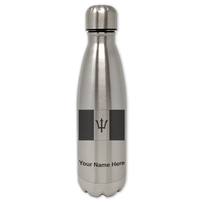LaserGram Single Wall Water Bottle, Flag of Barbados, Personalized Engraving Included