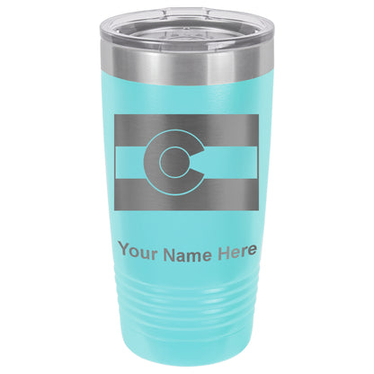 20oz Vacuum Insulated Tumbler Mug, Flag of Colorado, Personalized Engraving Included