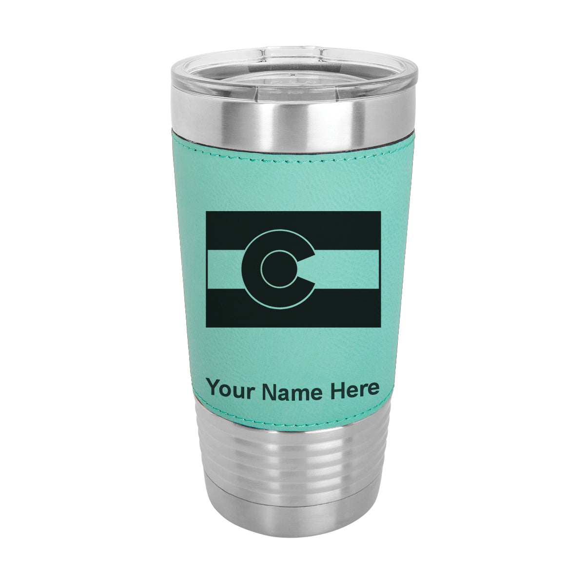 20oz Faux Leather Tumbler Mug, Flag of Colorado, Personalized Engraving Included - LaserGram Custom Engraved Gifts
