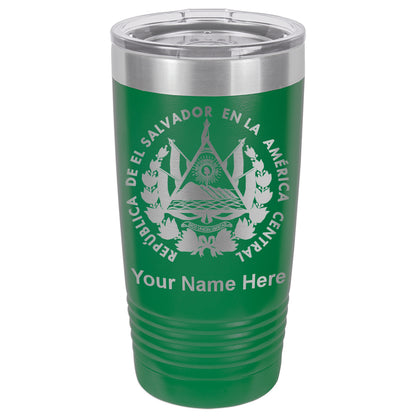 20oz Vacuum Insulated Tumbler Mug, Flag of El Salvador, Personalized Engraving Included