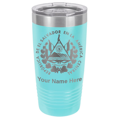 20oz Vacuum Insulated Tumbler Mug, Flag of El Salvador, Personalized Engraving Included