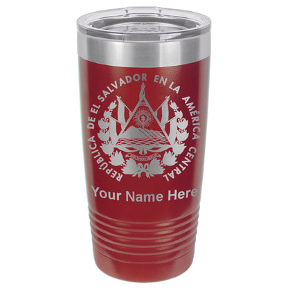 20oz Vacuum Insulated Tumbler Mug, Flag of El Salvador, Personalized Engraving Included