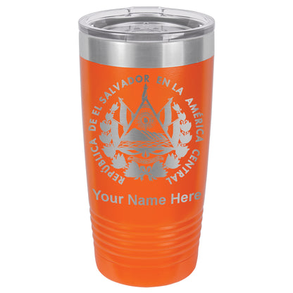 20oz Vacuum Insulated Tumbler Mug, Flag of El Salvador, Personalized Engraving Included