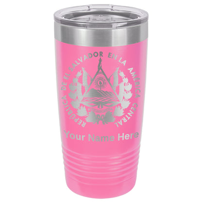 20oz Vacuum Insulated Tumbler Mug, Flag of El Salvador, Personalized Engraving Included