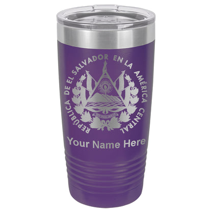 20oz Vacuum Insulated Tumbler Mug, Flag of El Salvador, Personalized Engraving Included