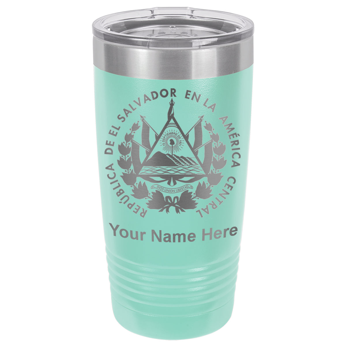20oz Vacuum Insulated Tumbler Mug, Flag of El Salvador, Personalized Engraving Included