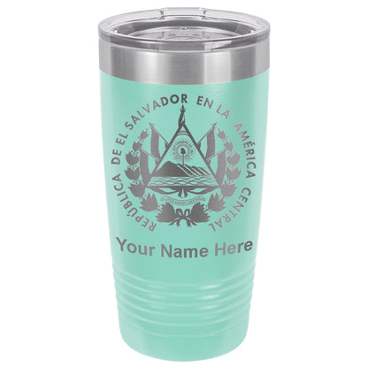20oz Vacuum Insulated Tumbler Mug, Flag of El Salvador, Personalized Engraving Included