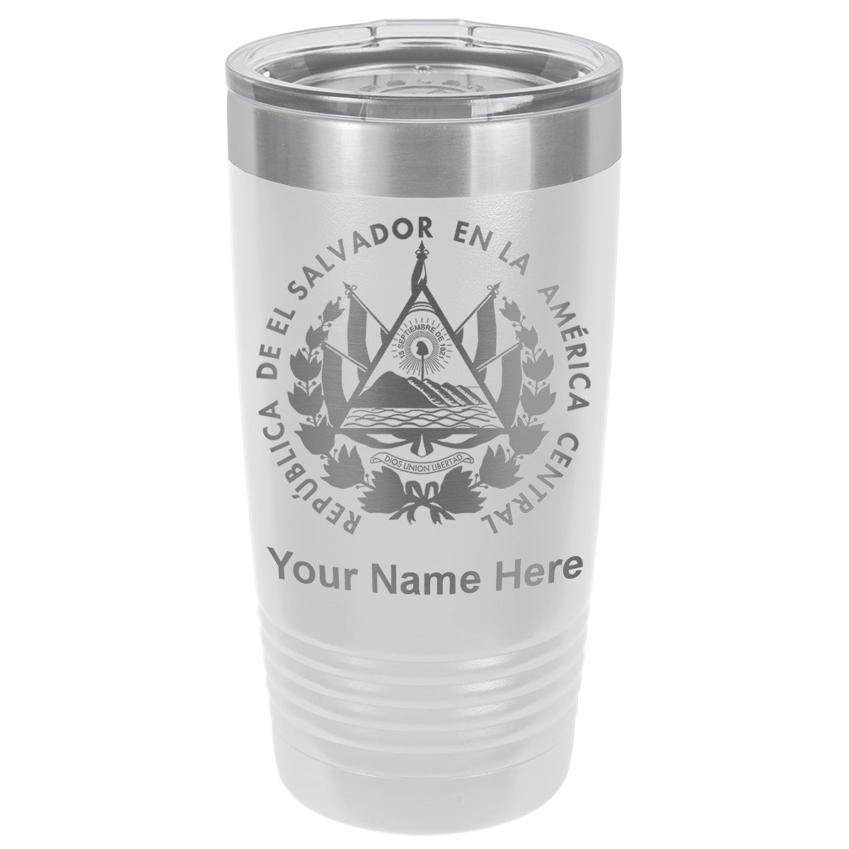 20oz Vacuum Insulated Tumbler Mug, Flag of El Salvador, Personalized Engraving Included