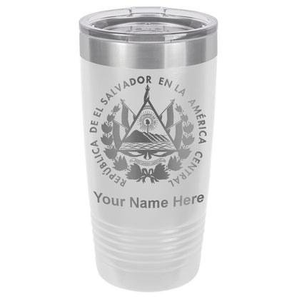 20oz Vacuum Insulated Tumbler Mug, Flag of El Salvador, Personalized Engraving Included
