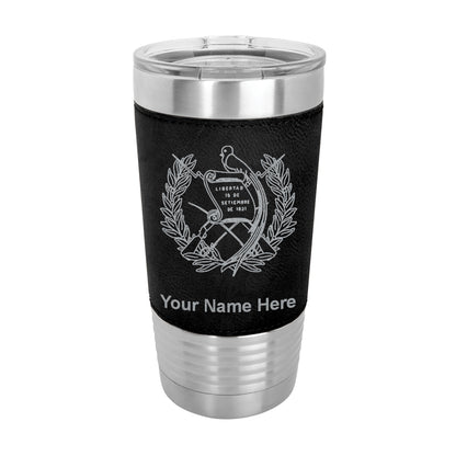 20oz Faux Leather Tumbler Mug, Flag of Guatemala, Personalized Engraving Included - LaserGram Custom Engraved Gifts