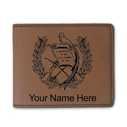 Faux Leather Bi-Fold Wallet, Flag of Guatemala, Personalized Engraving Included