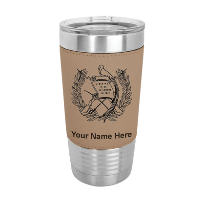 20oz Faux Leather Tumbler Mug, Flag of Guatemala, Personalized Engraving Included - LaserGram Custom Engraved Gifts