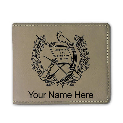 Faux Leather Bi-Fold Wallet, Flag of Guatemala, Personalized Engraving Included