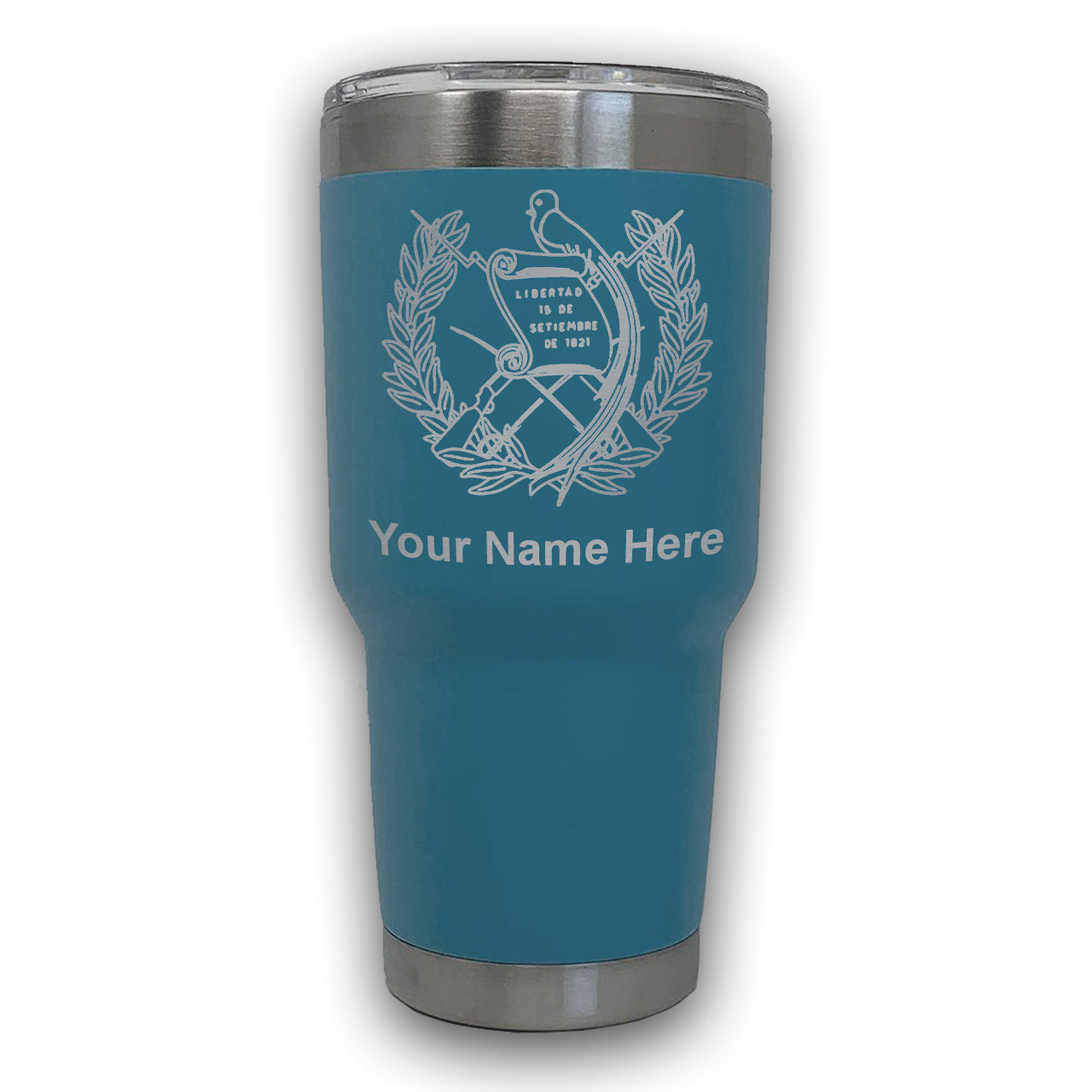 LaserGram 30oz Tumbler Mug, Flag of Guatemala, Personalized Engraving Included