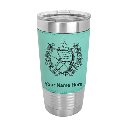 20oz Faux Leather Tumbler Mug, Flag of Guatemala, Personalized Engraving Included - LaserGram Custom Engraved Gifts
