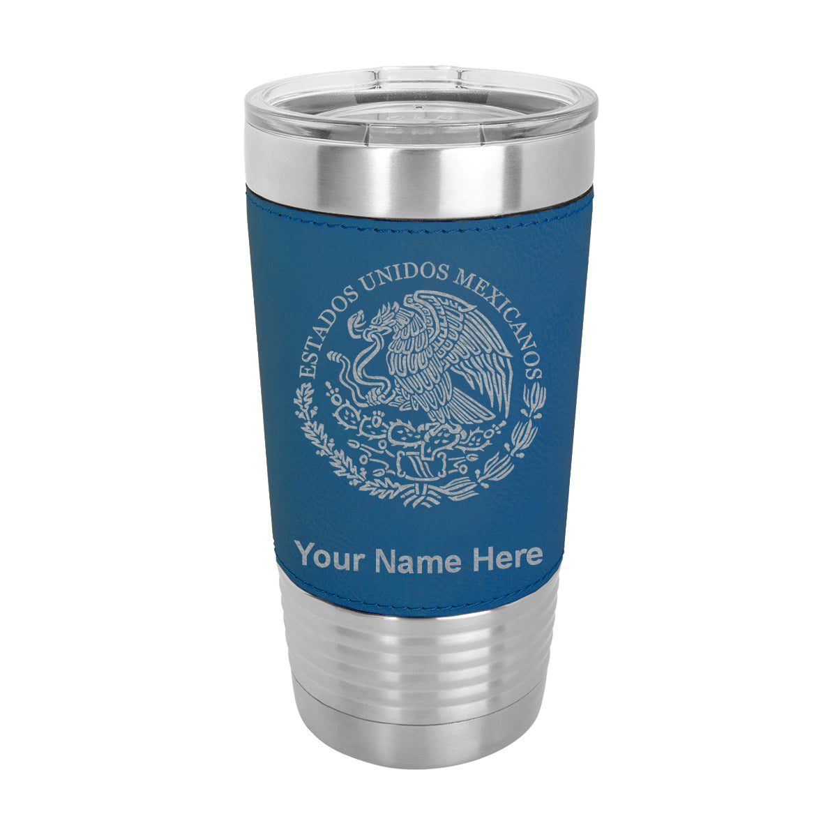 20oz Faux Leather Tumbler Mug, Flag of Mexico, Personalized Engraving Included - LaserGram Custom Engraved Gifts