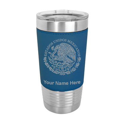 20oz Faux Leather Tumbler Mug, Flag of Mexico, Personalized Engraving Included - LaserGram Custom Engraved Gifts