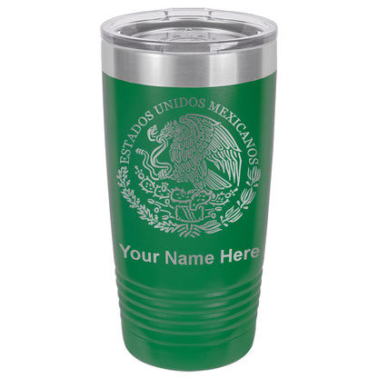 20oz Vacuum Insulated Tumbler Mug, Flag of Mexico, Personalized Engraving Included