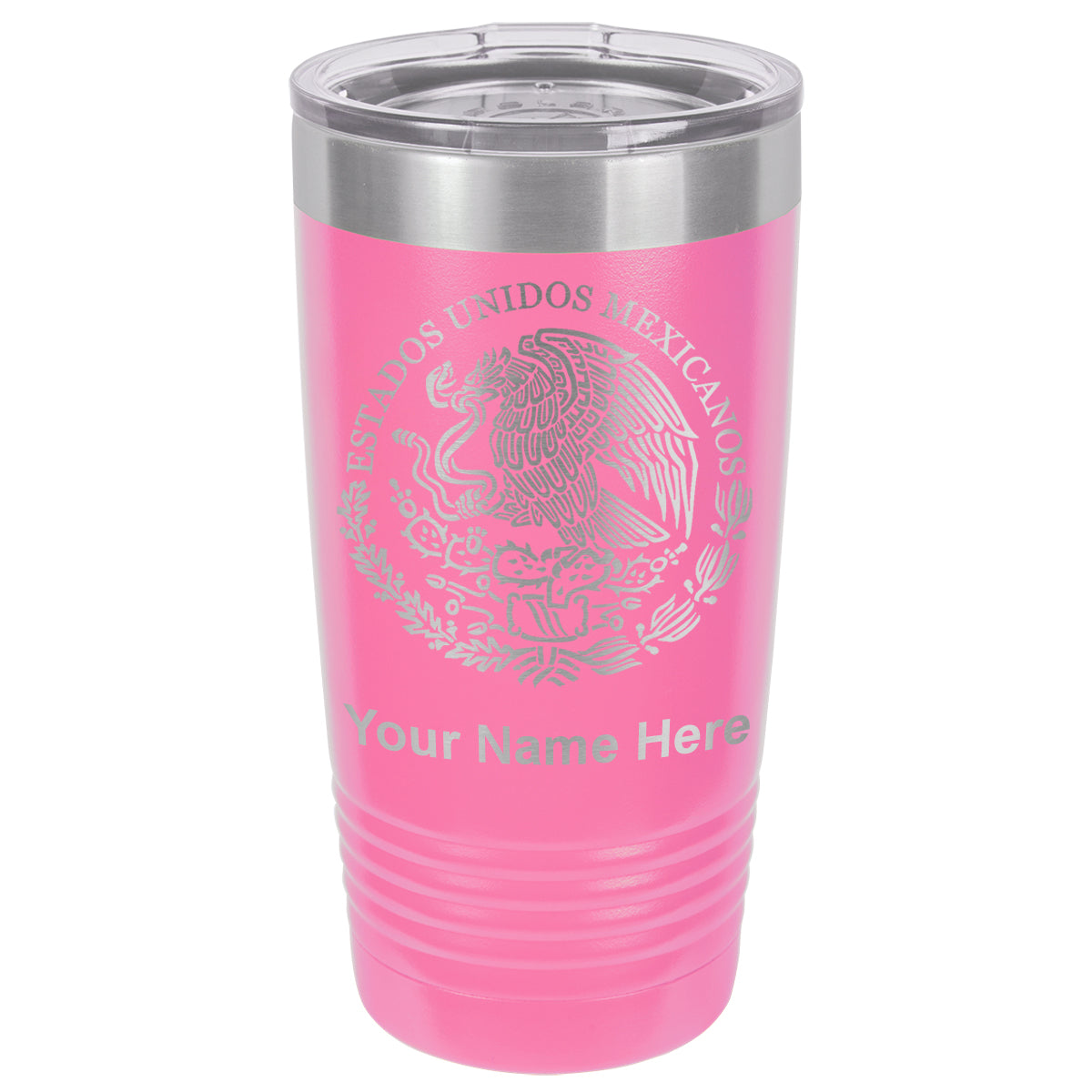20oz Vacuum Insulated Tumbler Mug, Flag of Mexico, Personalized Engraving Included
